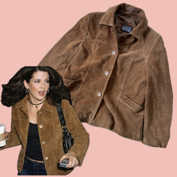 Manteaux manteaux Jackets & Blazers - Vintage Suede Leather Jacket Brown Button Front Coat – 90s Minimal